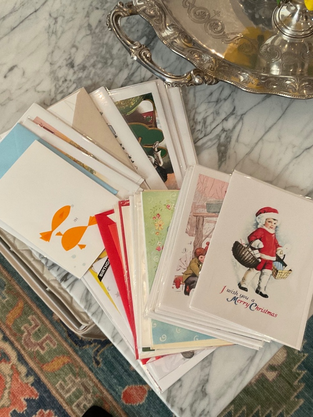 Large set of unused greeting cards with envelopes